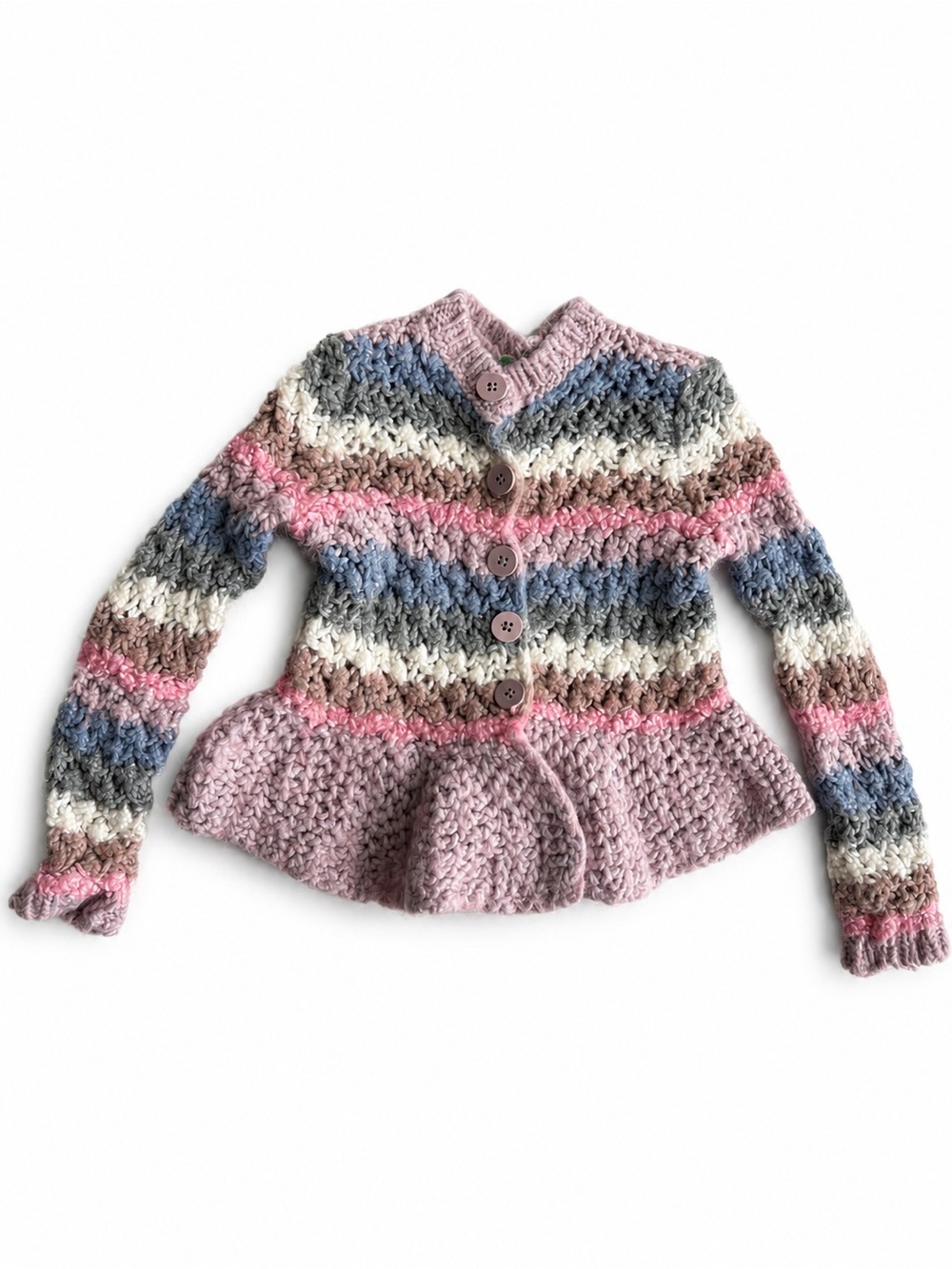 United Colors of Benetton Girls Chunky Knit Wool Alpaca Cardigan 3-4 Years